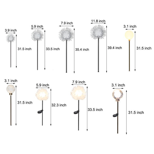 10-Piece Solar Dandelion LED Garden Pathway Lights Set