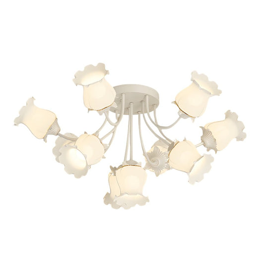 10 White Flowers 3 Step Dimming Creative Modern Ceiling Light Fixture