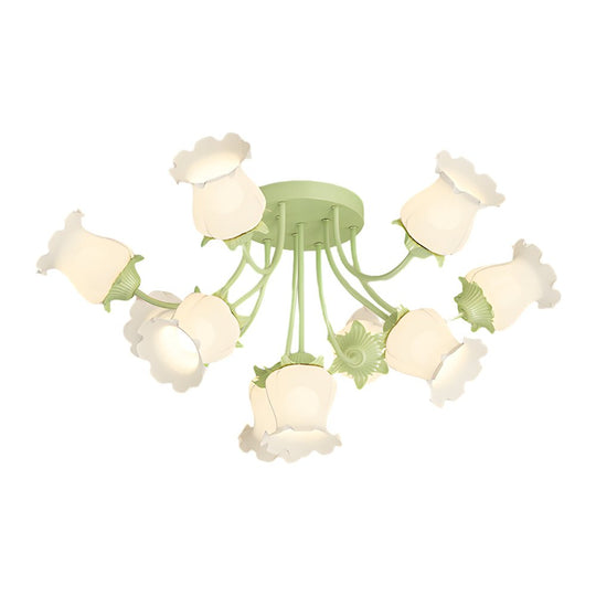 10 White Flowers 3 Step Dimming Creative Modern Ceiling Light Fixture