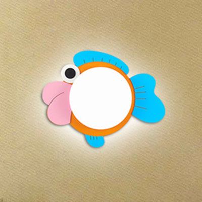 Fish Cartoon LED Wall Sconce for Boy's and Girl's Bedroom - Wood and Acrylic