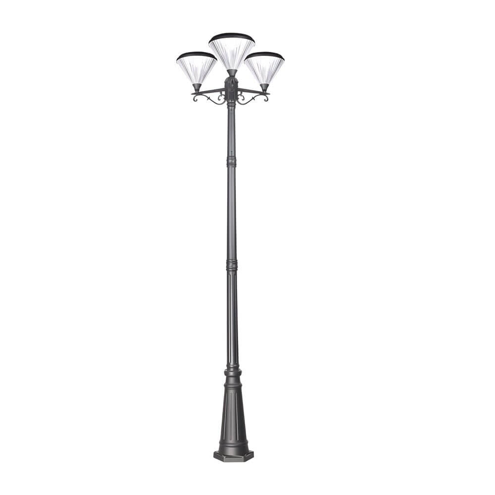 102-Inch Black Outdoor Street Light – 3-Head Post Lamp with Pole