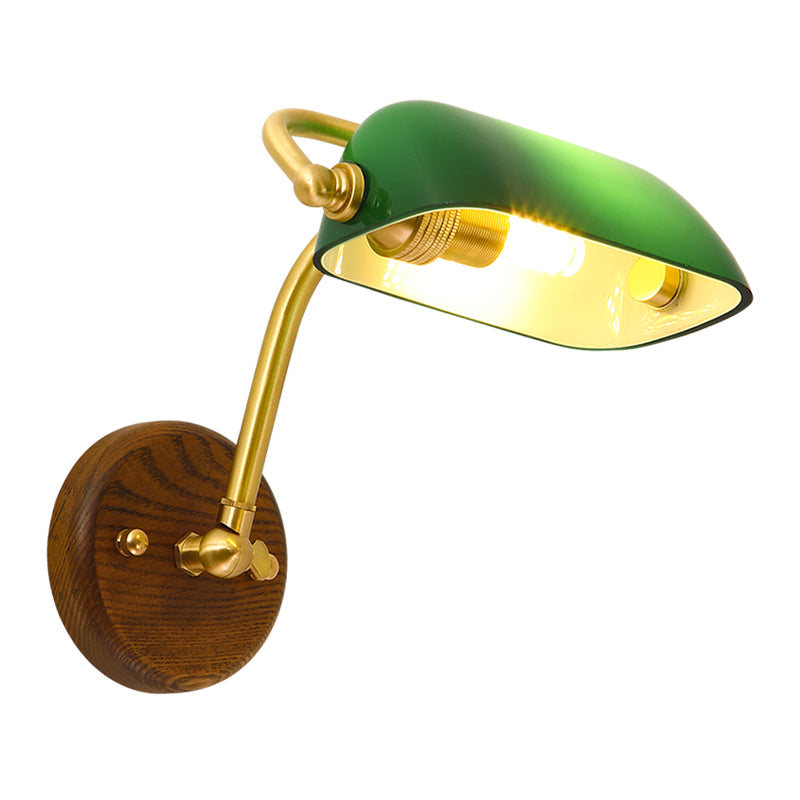 Vintage Glass Rectangle Wall Sconce Lamp - Glossy Green/Light Green Luminaire for Living Room