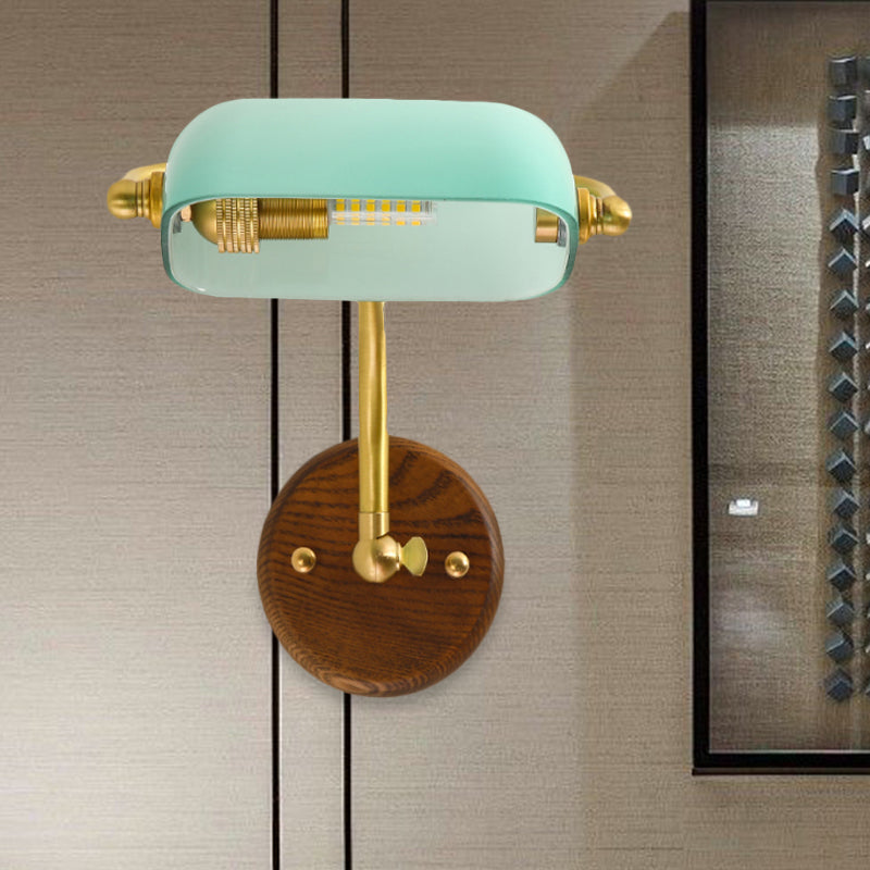 Vintage Glass Rectangle Wall Sconce Lamp - Glossy Green/Light Green Luminaire for Living Room