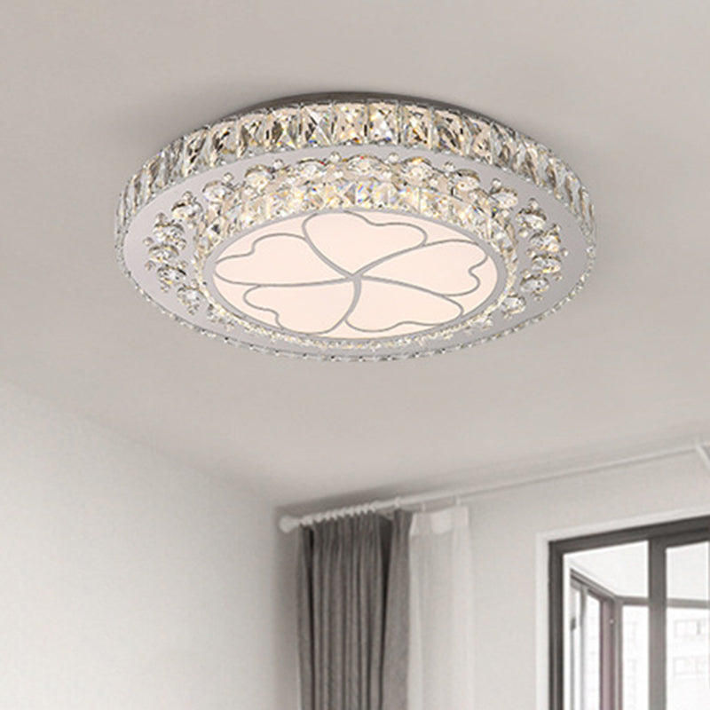 Floral Crystal Suspension LED Pendant Light for Bedroom in Stainless Steel