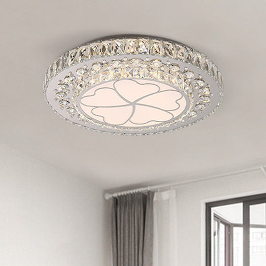Floral Crystal Suspension LED Pendant Light for Bedroom in Stainless Steel