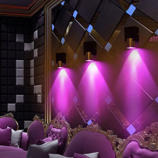 Aluminum LED Disco Pub Wall Light Fixture - Compact 3"/4.5" H | Silver | Vibrant Blue/Yellow/Purple Lighting