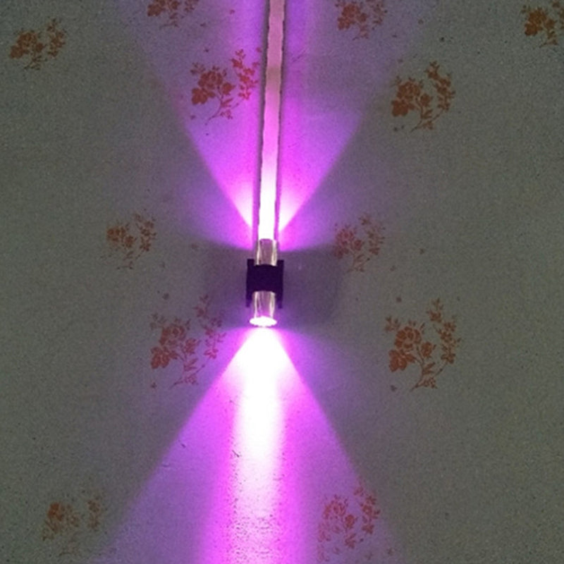 Aluminum LED Disco Pub Wall Light Fixture - Compact 3"/4.5" H | Silver | Vibrant Blue/Yellow/Purple Lighting