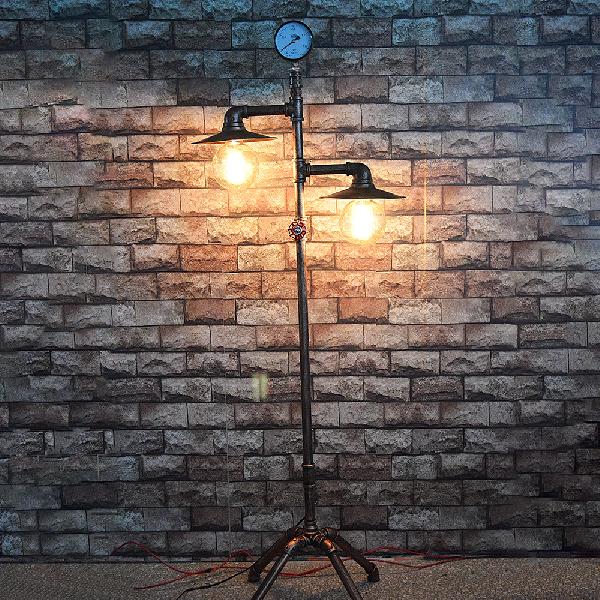 Antique Style Wrought Iron Floor Lamp with Flat Bronze Shade - 2 Lights - Perfect for Living Room