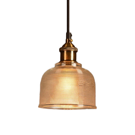 Ridged Glass Pendant Light - Traditional Cup Shape for Balcony and Kitchen