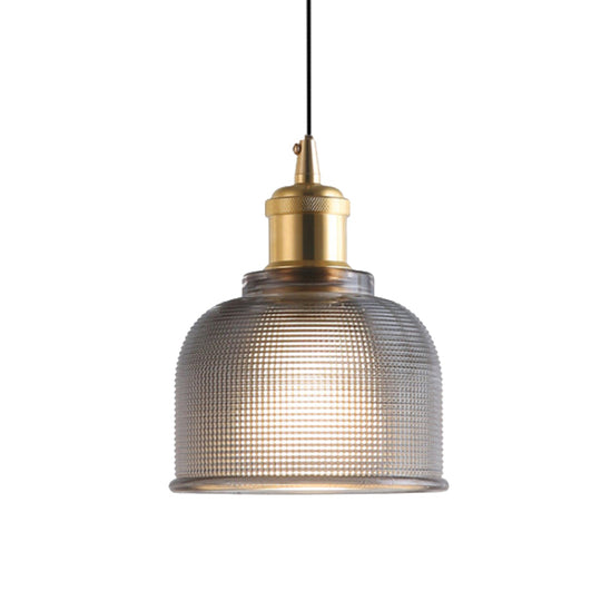 Ridged Glass Pendant Light - Traditional Cup Shape for Balcony and Kitchen