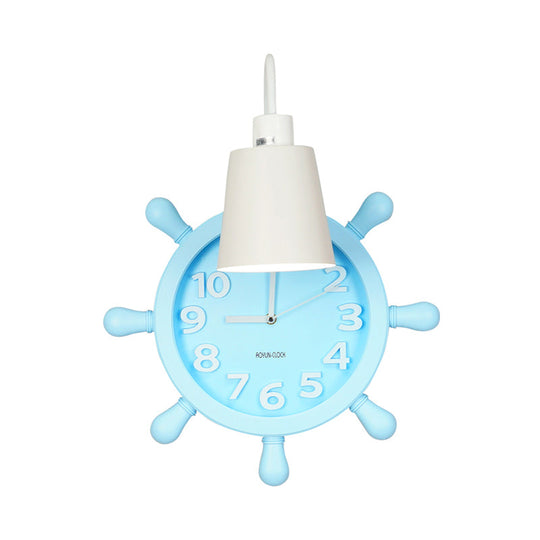 Rudder Design Wall Lamp with 1 Metal Light in Pink/Blue Finish - Perfect for Kids' Bedside!