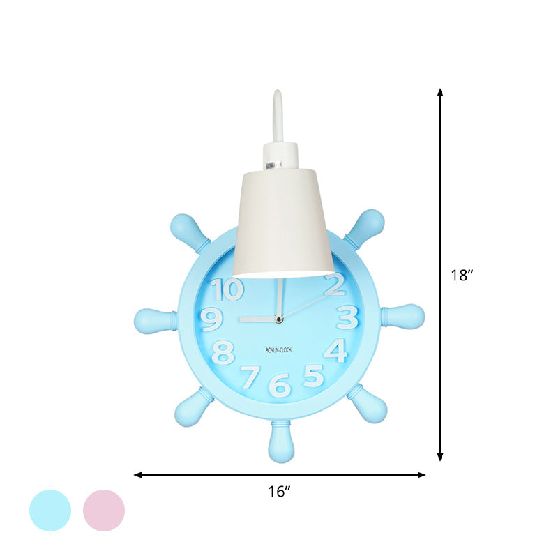 Rudder Design Wall Lamp with 1 Metal Light in Pink/Blue Finish - Perfect for Kids' Bedside!
