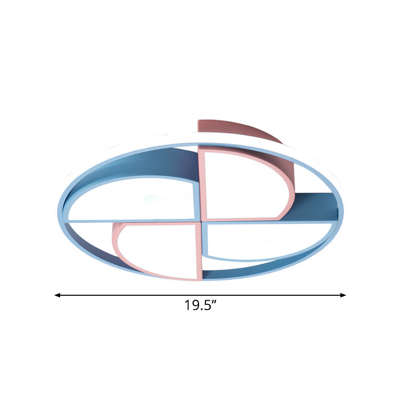 Blue and Pink Pinwheel Flush Light - Kids' LED Ceiling Flush Mount forChild Room