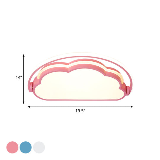 Cartoon LED Flush Mount Ceiling Light for Kids' Bedrooms - Available in Pink, White, and Blue