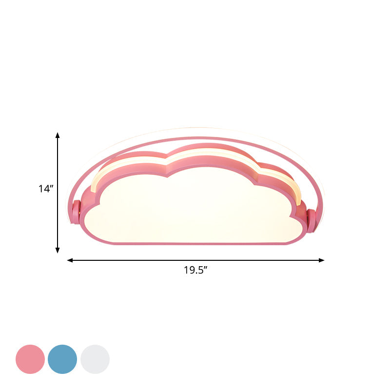 Cartoon LED Flush Mount Ceiling Light for Kids' Bedrooms - Available in Pink, White, and Blue