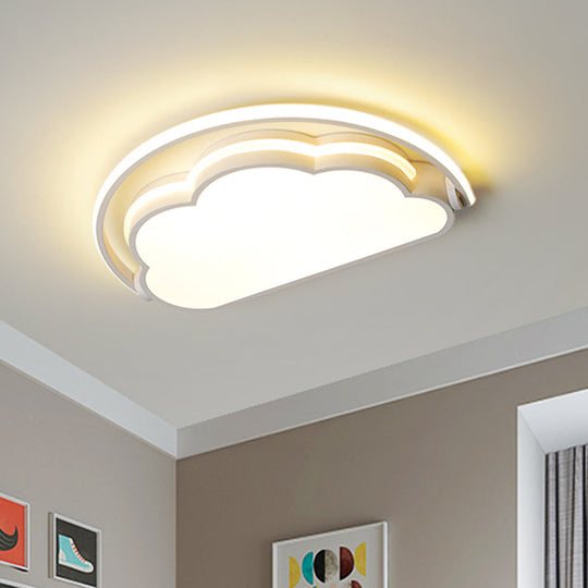 Cartoon LED Flush Mount Ceiling Light for Kids' Bedrooms - Available in Pink, White, and Blue