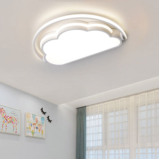 Cartoon LED Flush Mount Ceiling Light for Kids' Bedrooms - Available in Pink, White, and Blue