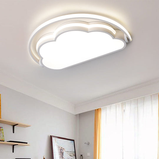 Cartoon LED Flush Mount Ceiling Light for Kids' Bedrooms - Available in Pink, White, and Blue