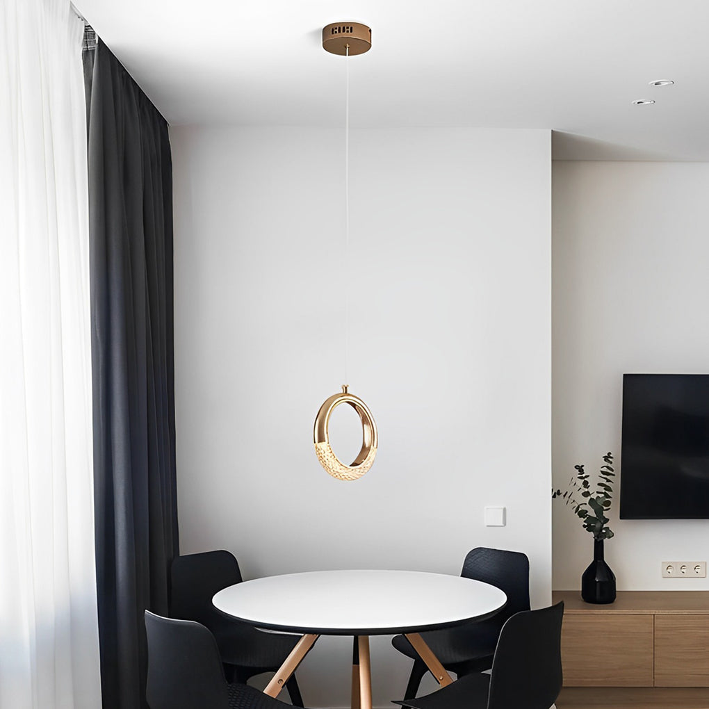 Ring Shaped LED Electroplated Metal Modern Pendant Light