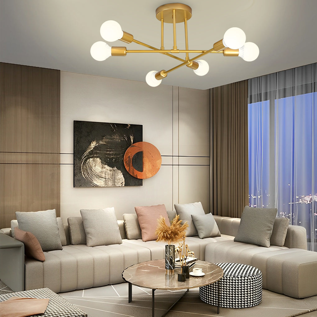 Elegant 6 Light Flush Mount LED Ceiling Light with E26 E27 Base