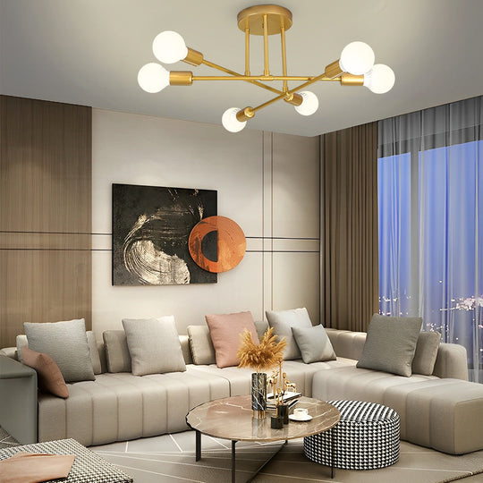 Elegant 6 Light Flush Mount LED Ceiling Light with E26 E27 Base