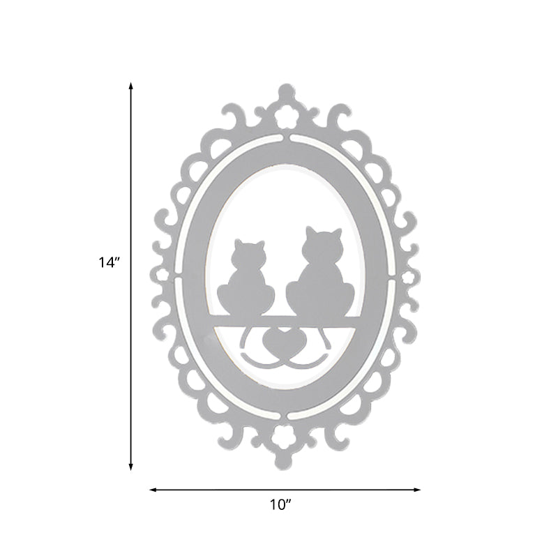 Nordic Oval Frame Kitten Kitchen Wall Light with LED Acrylic, White