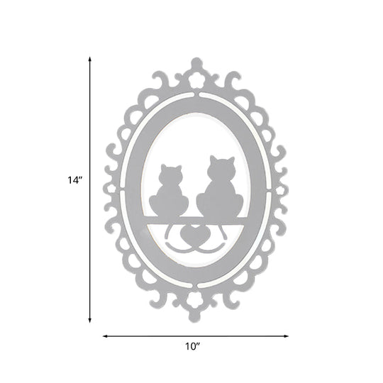 Nordic Oval Frame Kitten Kitchen Wall Light with LED Acrylic, White