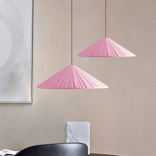 Nordic Style Ribbed Cone Pendant Light - White/Pink/Blue, 1 Light, Multiple Sizes - Living Room Hanging Lamp
