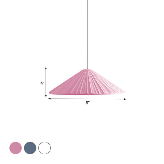 Nordic Style Ribbed Cone Pendant Light - White/Pink/Blue, 1 Light, Multiple Sizes - Living Room Hanging Lamp