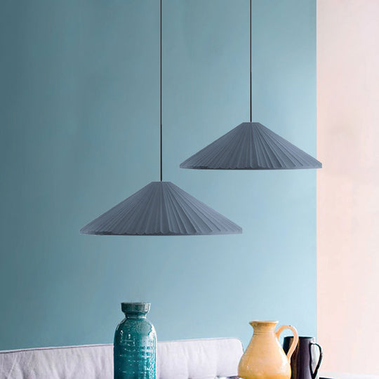 Nordic Style Ribbed Cone Pendant Light - White/Pink/Blue, 1 Light, Multiple Sizes - Living Room Hanging Lamp