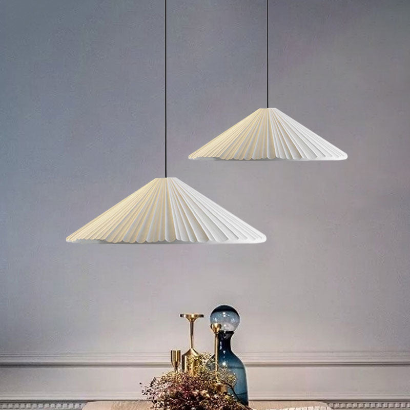 Nordic Style Ribbed Cone Pendant Light - White/Pink/Blue, 1 Light, Multiple Sizes - Living Room Hanging Lamp