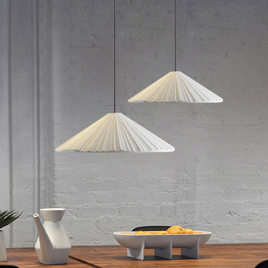 Nordic Style Ribbed Cone Pendant Light - White/Pink/Blue, 1 Light, Multiple Sizes - Living Room Hanging Lamp