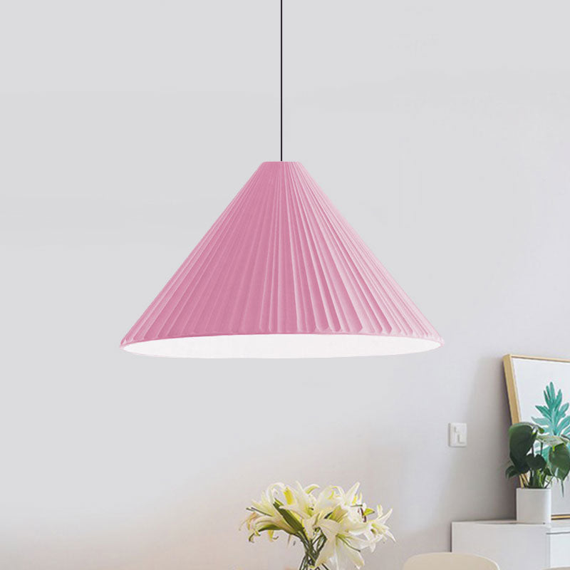Nordic Style Ribbed Cone Pendant Light - White/Pink/Blue, 1 Light, Multiple Sizes - Living Room Hanging Lamp