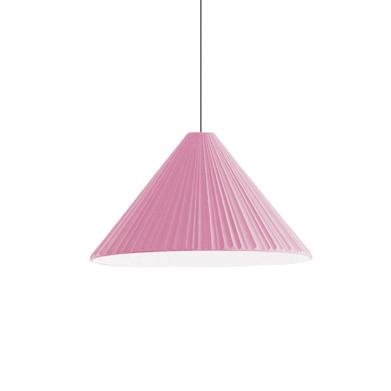 Nordic Style Ribbed Cone Pendant Light - White/Pink/Blue, 1 Light, Multiple Sizes - Living Room Hanging Lamp