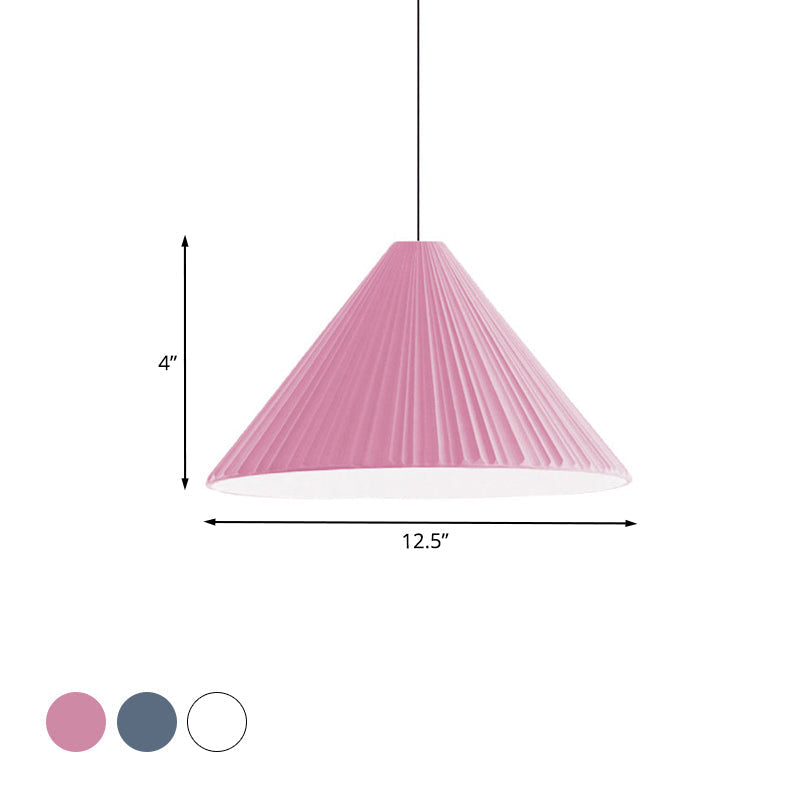 Nordic Style Ribbed Cone Pendant Light - White/Pink/Blue, 1 Light, Multiple Sizes - Living Room Hanging Lamp