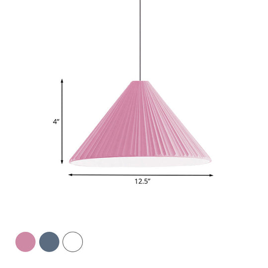 Nordic Style Ribbed Cone Pendant Light - White/Pink/Blue, 1 Light, Multiple Sizes - Living Room Hanging Lamp