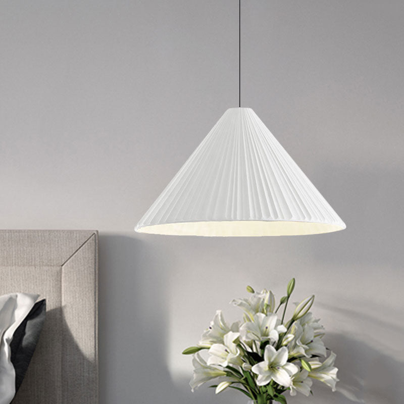Nordic Style Ribbed Cone Pendant Light - White/Pink/Blue, 1 Light, Multiple Sizes - Living Room Hanging Lamp