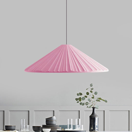 Nordic Style Ribbed Cone Pendant Light - White/Pink/Blue, 1 Light, Multiple Sizes - Living Room Hanging Lamp