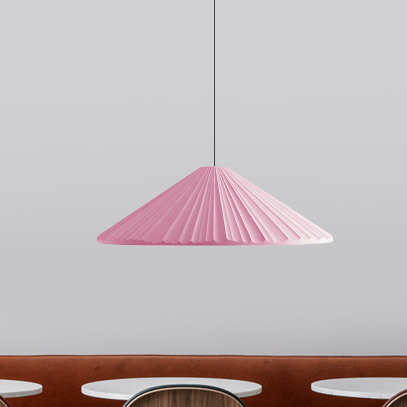 Nordic Style Ribbed Cone Pendant Light - White/Pink/Blue, 1 Light, Multiple Sizes - Living Room Hanging Lamp