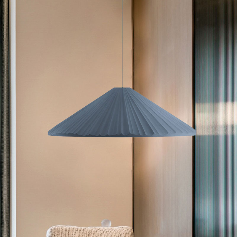 Nordic Style Ribbed Cone Pendant Light - White/Pink/Blue, 1 Light, Multiple Sizes - Living Room Hanging Lamp