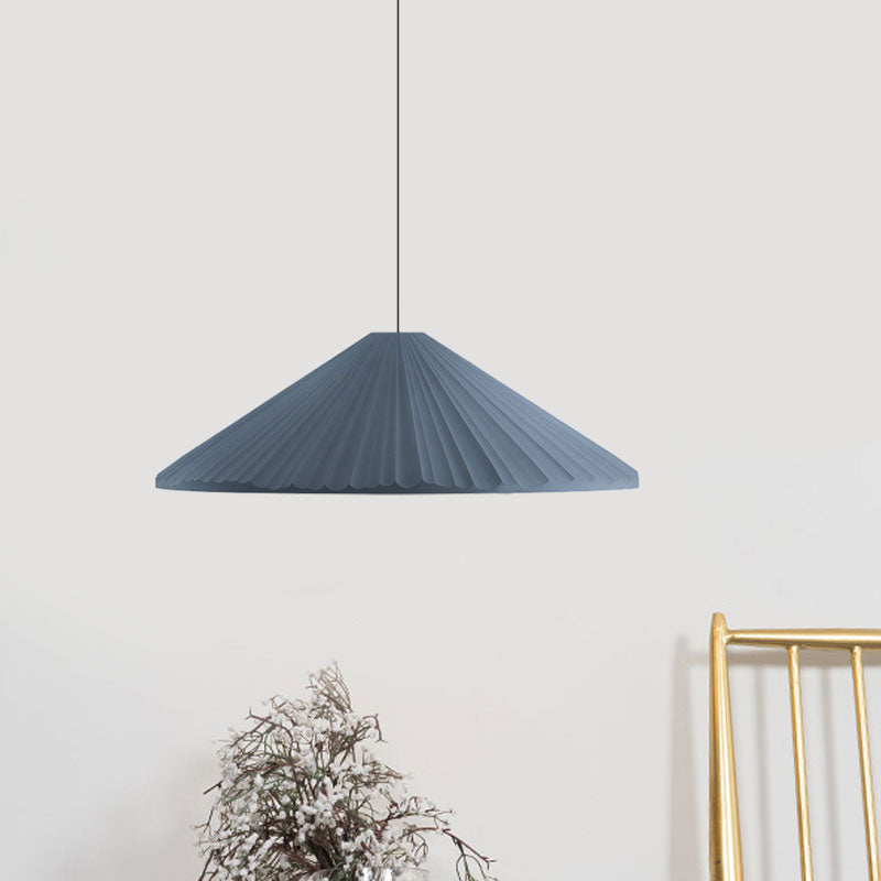 Nordic Style Ribbed Cone Pendant Light - White/Pink/Blue, 1 Light, Multiple Sizes - Living Room Hanging Lamp