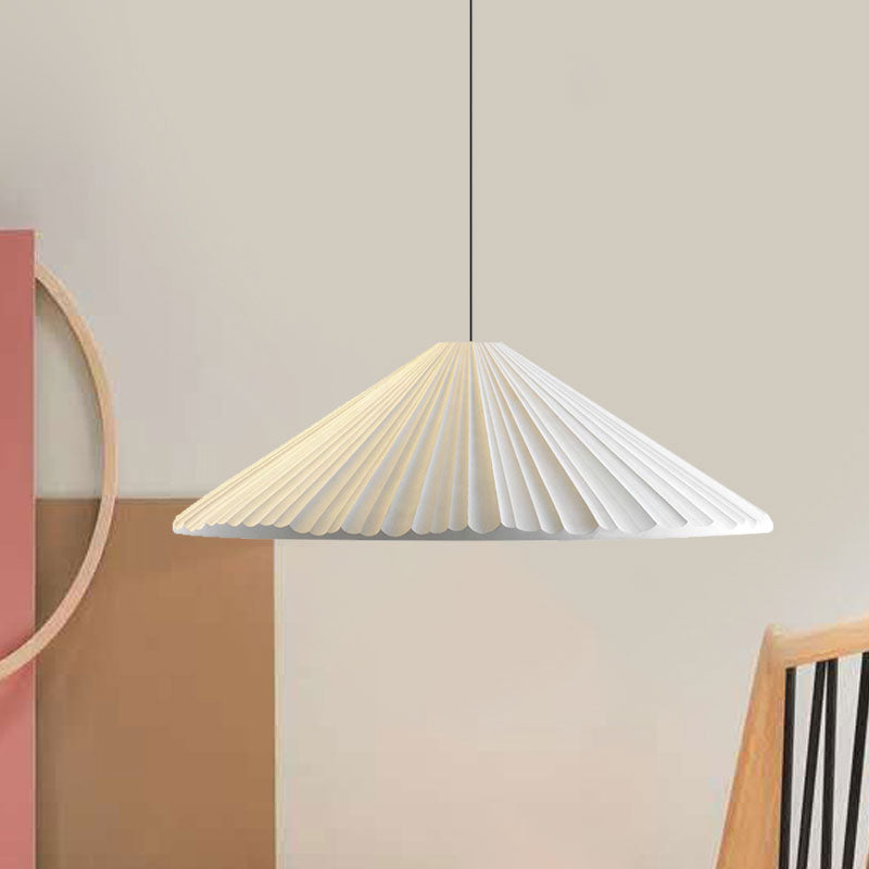 Nordic Style Ribbed Cone Pendant Light - White/Pink/Blue, 1 Light, Multiple Sizes - Living Room Hanging Lamp