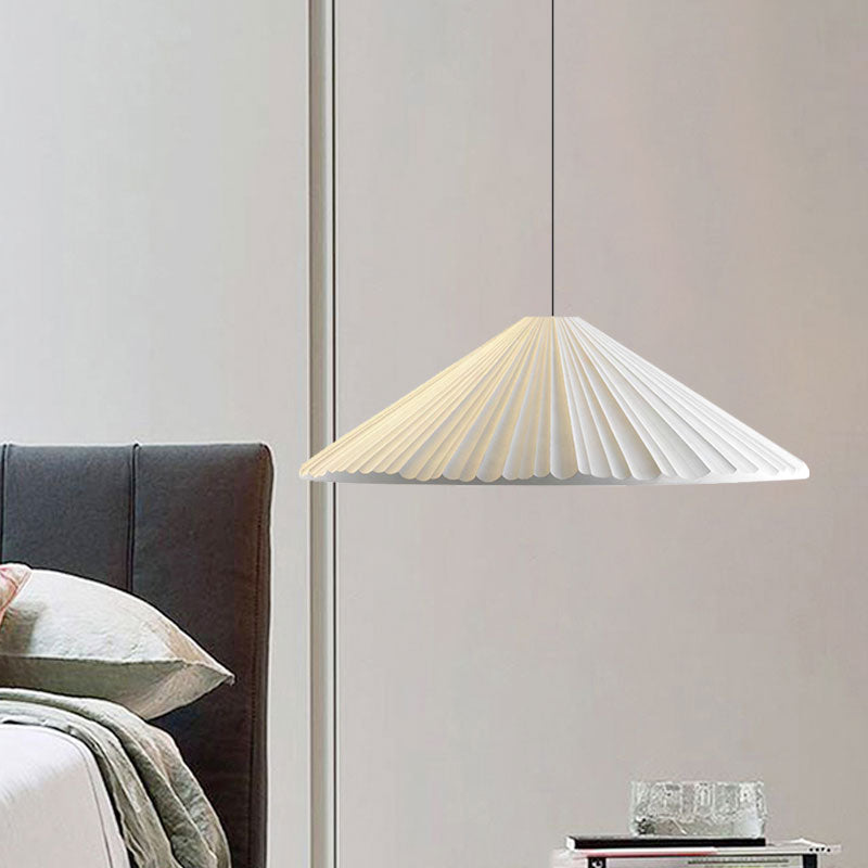 Nordic Style Ribbed Cone Pendant Light - White/Pink/Blue, 1 Light, Multiple Sizes - Living Room Hanging Lamp
