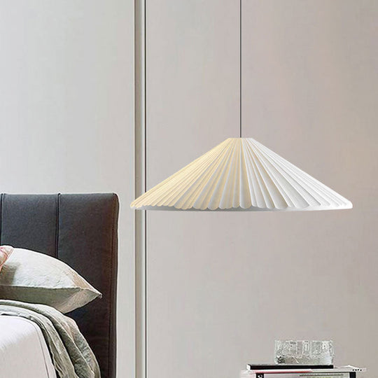 Nordic Style Ribbed Cone Pendant Light - White/Pink/Blue, 1 Light, Multiple Sizes - Living Room Hanging Lamp