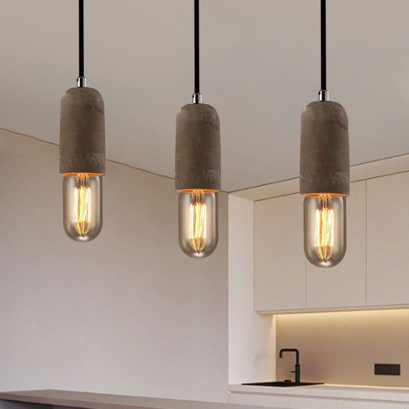 Cement Pendant Lamp - Open Bulb, Minimalist Style, 1-Light, Ideal for Cafes and Restaurants