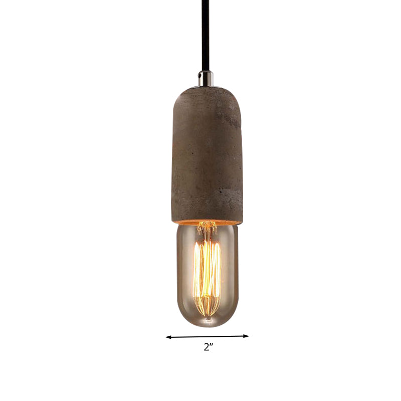 Cement Pendant Lamp - Open Bulb, Minimalist Style, 1-Light, Ideal for Cafes and Restaurants