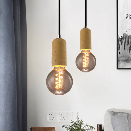 Cement Pendant Lamp - Open Bulb, Minimalist Style, 1-Light, Ideal for Cafes and Restaurants