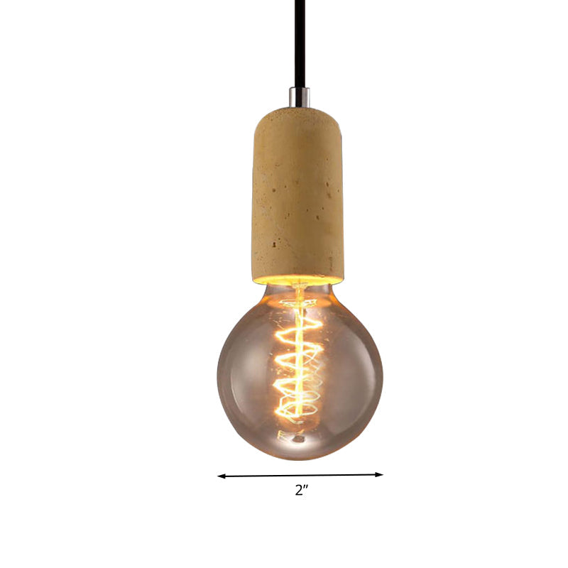 Cement Pendant Lamp - Open Bulb, Minimalist Style, 1-Light, Ideal for Cafes and Restaurants