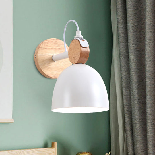 Nordic Wall Lamp with Angle-Adjustable Domed Shade and One Light for Bedroom