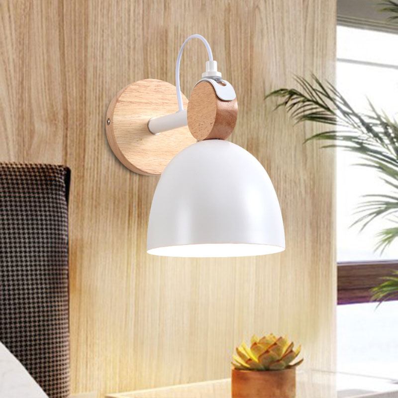 Nordic Wall Lamp with Angle-Adjustable Domed Shade and One Light for Bedroom